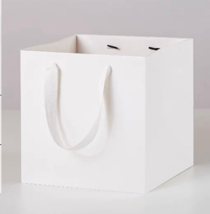 White paper bag 8”x8”x8”H