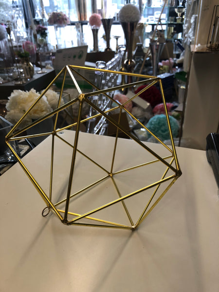 Geometric 10" Planter Hexagon Ball Terrarium frame (Gold) No glass