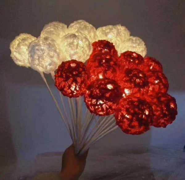 LED Ball LIGHT on a Stick 11 red balls Bouquet decor
