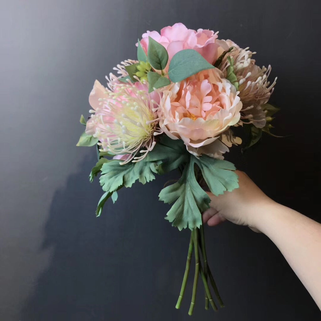 Hand tied silk arranged Flower Bridal Bouquet Jumbo Size pink