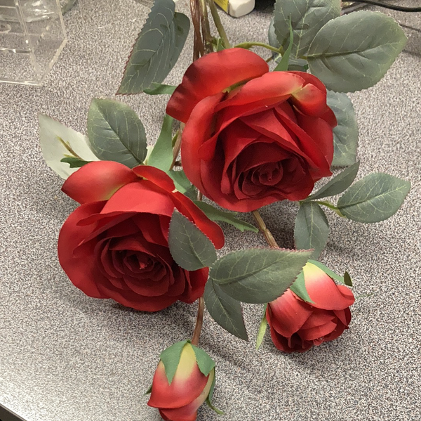 Single Rose Rococo artificial flower rose red white blue flowers โ Viva La Rosa