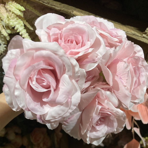 New Rose PINK 9 head Empress Roses Artificial Flower large