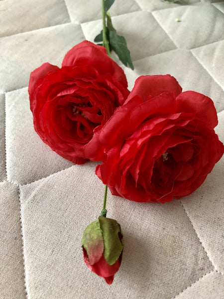 Red Artificial Flower Single Stem Rose SPRAY