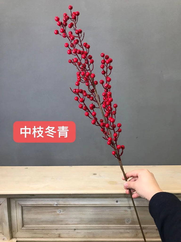 New long stem Red BERRY ARTIFICIAL FLOWER xmas