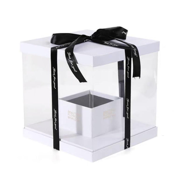 Black cardboard box For fresh or preserved Flowers and cake