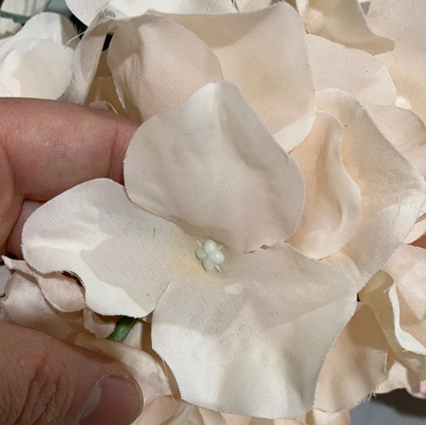 Artificial Flower peach Blush Hydrangea Bunch 6 head silk