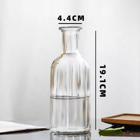 8” Tall Clear Striped Bud Vase Glass
