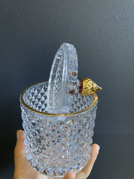 Crystal Small Bud vase 5.9”H with gold top
