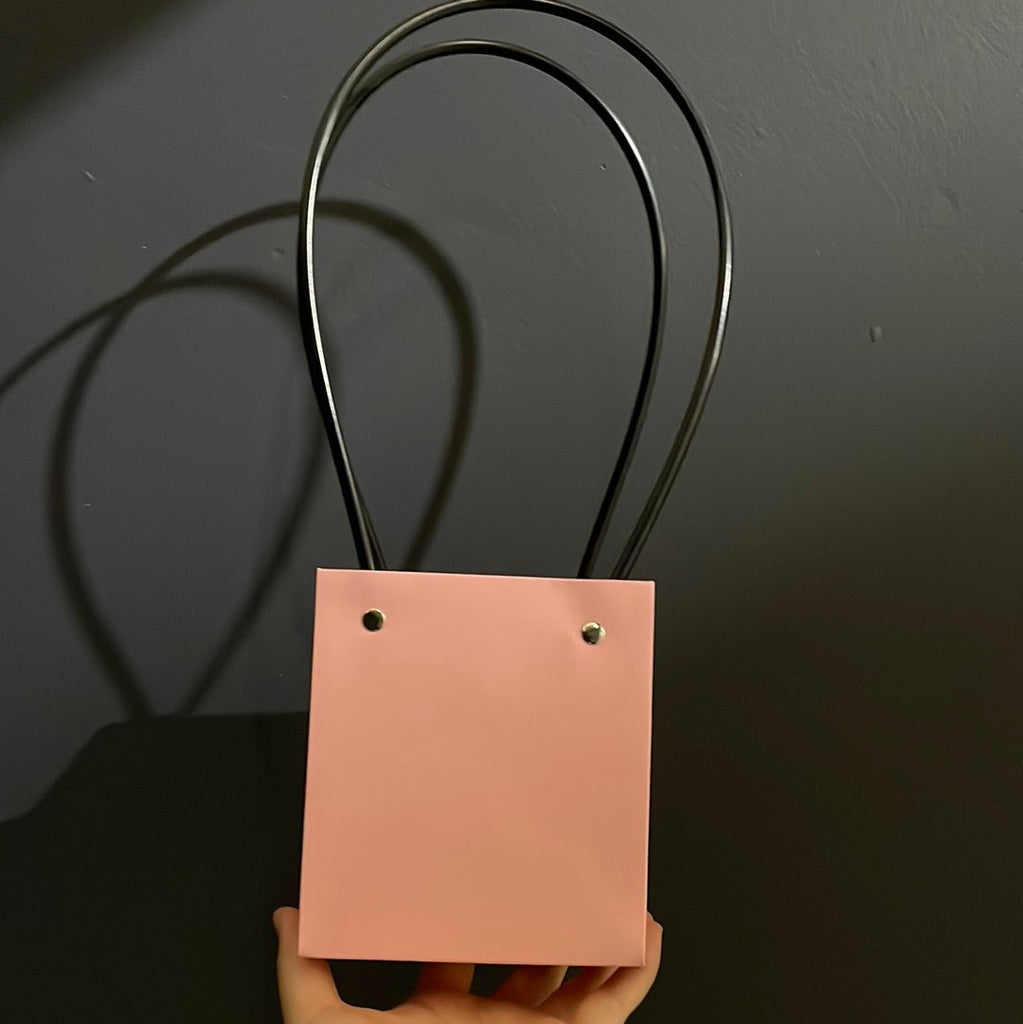 Rectangular Bag/box with handle pink (M) 5”x3.75”x6”h