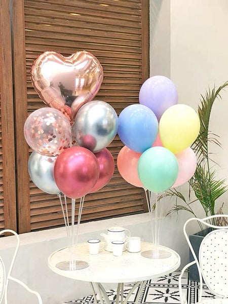 Standing Birthday balloon set pink metallic