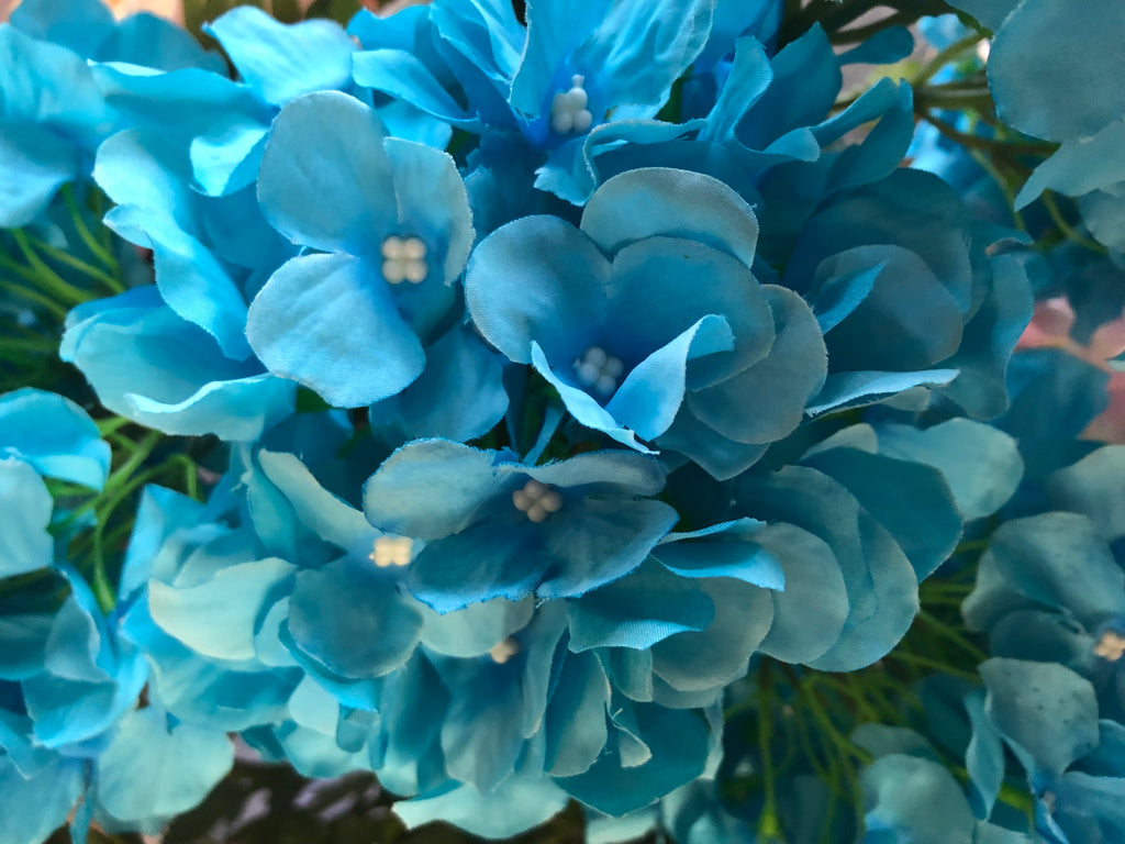 Artificial Flower Turquoise Hydrangea Bunch 7 head silk - Viva La Rosa