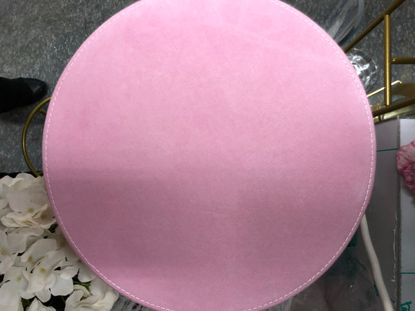 Round pink velvet box For fresh or preserved Flowers