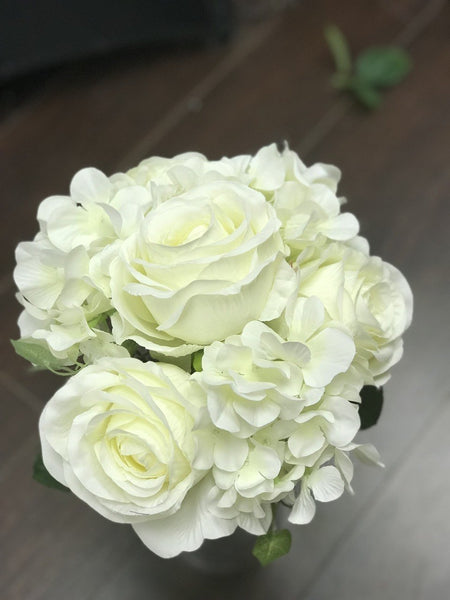 Silk Flower Bouquet Regular Size (White)-SIL1-2