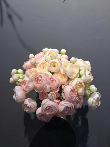 6xMini Silk flower Ranunculus bunch artificial wedding decor (light pink) - Viva La Rosa
