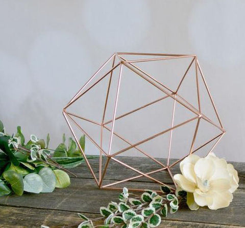 Geometric 10" Planter Terrarium ROSE GOLD Hexagon Ball No glass