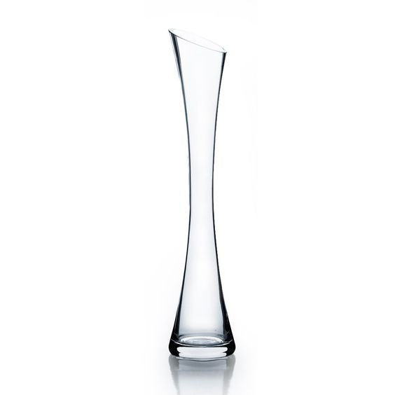 Clear bud Vase-V626 12" Slant Cut bud vase wedding centrepiece - 24"1-2 - Richview Glass Wedding Supplies