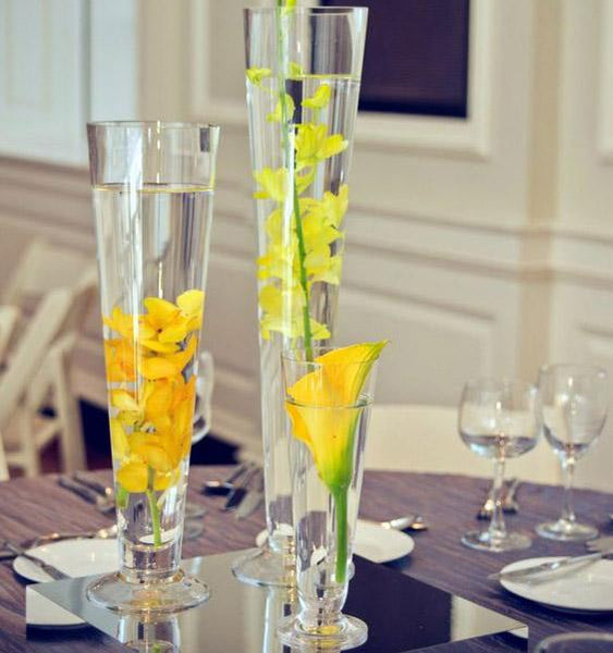 DIY Wedding 24" Clear Pilsner/Cone/Trumpet Vase- XD551-60 - Viva La Rosa