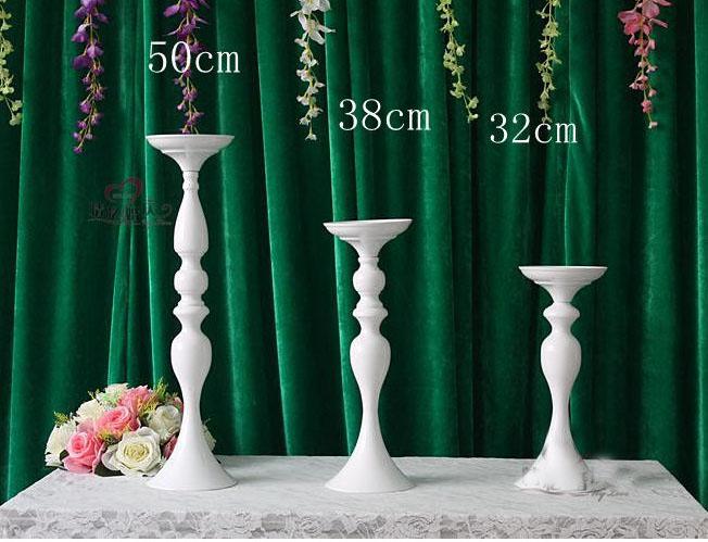 White TALL CANDELABRA 15"/38cm CANDLE STICK CANDLEHOLDER CANDLESTICK metal stand-WHT2